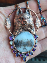 Carica l'immagine nel visualizzatore di Gallery, Il Fantasma dei Boschi: Pendente Totem Lince con Agata Dendritica e Tanzanite