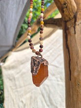 Carica l'immagine nel visualizzatore di Gallery, Collana "Radici d'Autunno" in Quarzo Ematoide Tangerine, Rame e Diaspro Mokaite