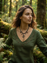 Carica l'immagine nel visualizzatore di Gallery, Il Portale del Bosco Antico: Collana in Agata Muschiata, Eliotropio e Rame
