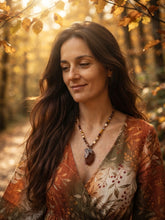Carica l'immagine nel visualizzatore di Gallery, Collana "Radici d'Autunno" in Quarzo Ematoide Tangerine, Rame e Diaspro Mokaite
