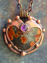 Carica l'immagine nel visualizzatore di Gallery, Il Cerchio dell'Anima: Pendente Cuore in Ossidiana Peanut e Ametista
